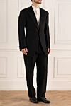 Canali Black wool and silk men's suit - Slit. 60% wool, 40% silk. Closure: Buttons, hook. Chest pocket, two flap pockets. Three pockets. Two side pockets, two back pockets with buttons. Lining: 100% cupro. Country of origin: Italy. Care: specialized cleaning - photo 3