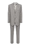 Brioni Жүн мен жібектен тігілген ерлер костюмі, сұр түсті - Жолақ үлгісі, ойық. Құрамы: 90% жүн, 10% жібек. Жабу: түймелер, ілмек. Қалталар (сыртқы): кеуде қалтасы, екі қалталы қалта. Қалталар (ішкі): үш қалта. Шалбар қалталары: екі бүйір қалта, түймелері бар екі артқы қалта. Астарлығы: 100% мельгерь. Шығарылған елі: Италия. Күтім: арнайы тазалау - фото 1