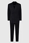 Canali Костюм мужской из шерсти черный - Шлица. 100% шерсть. Пуговицы, крючок. Нагрудный карман, два кармана с клапанами. Карманы (внутренние): Три кармана. Два боковых кармана, два кармана сзади на пуговицах. 100% купро. Страна производитель: Италия. Уход: специализированная чистка - фото 1