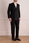 Canali Костюм мужской из шерсти черный - Шлица. 100% шерсть. Пуговицы, крючок. Нагрудный карман, два кармана с клапанами. Карманы (внутренние): Три кармана. Два боковых кармана, два кармана сзади на пуговицах. 100% купро. Страна производитель: Италия. Уход: специализированная чистка - фото 3