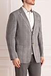 Armani Gray men's jacket - check pattern. 36% cotton, 36% acetate, 28% linen. two buttons. two internal, two side. Country of origin: Italy. Care: specialized cleaning - photo 3