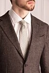 Silk tie gray for men Canali - print. 100% silk. Size: 150x8 cm. Country of origin: Italy. Care: specialized cleaning - photo 2