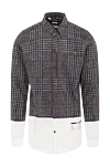 Dolce & Gabbana Gray cotton shirt for men - checkered pattern, contrasting cuffs, contrasting hem. 100% cotton. Closure: buttons. Country of manufacture: Italy. Care: specialized cleaning - photo 1