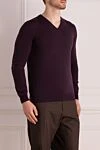 Svevo Wool jumper burgundy for men - Neckline. 100% wool. Country of manufacture: Italy. Care: specialized cleaning - photo 3