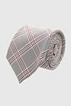 Gucci Gray silk tie for men - cage print. 100% silk. Size: 147x6 cm. Country of manufacture: Italy. Care: specialized cleaning - photo 1