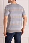 Blue cotton jumper for men Colombo - Stripe pattern. Stock: 100% cotton. Country of manufacture: Italy. Care: specialized cleaning - photo 4