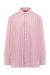 Borrelli Men's burgundy cotton shirt - stripe pattern. 100% cotton. Closure: buttons. Country of manufacture: Italy. Care: specialized cleaning - photo 1