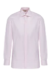 Borrelli Pink cotton and linen shirt for men - 70% cotton, 30% linen. Closure: buttons. Country of manufacture: Italy. Care: specialized cleaning - photo 1