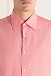 Borrelli Pink cotton and linen shirt for men - 70% cotton, 30% linen. Closure: buttons. Country of manufacture: Italy. Care: specialized cleaning - photo 5