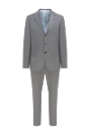 Brioni Костюм мужской из шерсти и шелка серый - Узор полоска, шлица. 85% шерсть, 15% шёлк. Пуговицы, крючок. Нагрудный карман, два кармана с клапанами. Карманы (внутренние): Три кармана. Два боковых кармана, два кармана сзади на пуговицах. 100% купро. Страна производитель: Италия. Уход: специализированная чистка - фото 1
