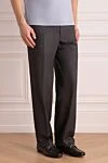 Brioni Gray wool and silk pants for men - tucks. 85% wool, 15% silk. Closure: button, zipper. waist pocket, two side pockets, two back pockets with button flaps. Country of origin: Italy. Care: specialized cleaning - photo 3