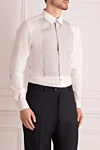 Dolce & Gabbana Рубашка из хлопка белая мужская - мелкая полоска. 100% хлопок. пуговицы. Страна производитель: Италия. Уход: специализированная чистка - фото 3
