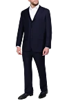 Костюм мужской из шерсти синий Kiton - Шлица. 100% шерсть. Пуговицы, крючок. Нагрудный карман, два кармана с клапанами. Карманы (внутренние): Три кармана. Два боковых кармана, два кармана сзади на пуговицах. 100% купро. Страна производитель: Италия. Уход: специализированная чистка - фото 2