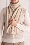 Beige scarf for men Dolce & Gabbana - embossed pattern. 25% polyacrylic, 40% viscose, 5% angora, 5% cashmere, 25% wool. Country of origin: Italy. Care: specialized cleaning - photo 2
