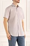 Canali Ерлерге арналған сұр мақта көйлек - үлгіні тексеру. Құрамы: 100% мақта. Жабу: түймелер. Шығарылған елі: Италия. Күтім: арнайы тазалау - фото 3