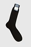 Brown cotton socks for men Bresciani - logo print. 100% cotton. Country of origin: Italy. Care: specialized cleaning - photo 2