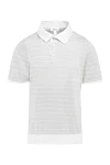 Brioni Long sleeve cotton-silk polo gray for men - Stripe pattern, contrasting cuffs and pores. Long sleeve. 85% cotton, 15% silk. Buttons. Country of origin: Italy. Care: specialized cleaning - photo 1