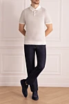 Long sleeve cotton-silk polo gray for men Brioni - Stripe pattern, contrasting cuffs and pores. Long sleeve. 85% cotton, 15% silk. Buttons. Country of origin: Italy. Care: specialized cleaning - photo 2
