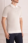 Brioni Long sleeve cotton-silk polo gray for men - Stripe pattern, contrasting cuffs and pores. Long sleeve. 85% cotton, 15% silk. Buttons. Country of origin: Italy. Care: specialized cleaning - photo 3