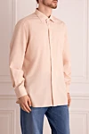 Brioni Orange cotton shirt for men - small check pattern. 100% cotton. Closure: buttons. Country of origin: Italy. Care: specialized cleaning - photo 3