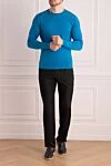 Ерлердің қара шалбары Brioni - тоқыма. Құрамы: 85% жүн, 10% кашемир, 5% жібек. Жабу: түйме, найзағай. Қалталар: белдік қалта, екі бүйір қалта, түймелі қалталы екі артқы қалта. Шығарылған елі: Италия. Күтім: арнайы тазалау - фото 2
