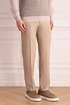 Brioni Брюки бежевые мужские - защипы. 85% шерсть, 10% кашемир, 5% шелк. пуговица, молния. карман под поясом, два боковых кармана, два кармана сзади с клапанами на пуговицах. Страна производитель: Италия. Уход: специализированная чистка - фото 3