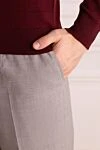 Brioni Брюки из шерсти серые мужские - 99% шерсть, 1% эластан. пуговица, молния, крючок. два боковых кармана, два кармана сзади . Страна производитель: Италия. Уход: специализированная чистка - фото 5