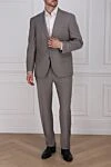 Бежевый ерлер жүннен жасалған костюм Canali - саңылау. Құрамы: 100% жүн. Жабу: түймелер, ілмек. Қалталар (сыртқы): кеуде қалтасы, екі қалталы қалта. Қалталар (ішкі): үш қалта. Шалбар қалталары: екі бүйір қалта, түймелері бар екі артқы қалта. Астарлығы: 100% мельгерь. Шығарылған елі: Италия. Күтім: арнайы тазалау - фото 2