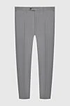 Canali Gray wool and mohair pants for men - tucks. 84% wool, 16% mohair. Closure: button, zipper. two side pockets, two back with buttons. Lining: Detail lining 100% cotton. Country of manufacture: Italy. Care: specialized cleaning - photo 1