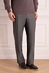 Canali Брюки из шерсти и мохера серые мужские - защипы. 84% шерсть, 16% мохер. пуговица, молния. два боковых кармана, два задних на пуговицах. подкладка деталей 100% хлопок. Страна производитель: Италия. Уход: специализированная чистка - фото 3