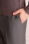 Canali Брюки из шерсти и мохера серые мужские - защипы. 84% шерсть, 16% мохер. пуговица, молния. два боковых кармана, два задних на пуговицах. подкладка деталей 100% хлопок. Страна производитель: Италия. Уход: специализированная чистка - фото 5