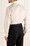 White cotton shirt for men Canali - stripe pattern. 100% cotton. Closure: buttons. Country of origin: Italy. Care: specialized cleaning - photo 4