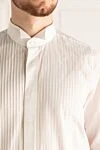 Canali White cotton shirt for men - stripe pattern. 100% cotton. Closure: buttons. Country of origin: Italy. Care: specialized cleaning - photo 5