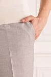 Canali Брюки из шерсти серые мужские - защипы. 100% шерсть. пуговица, молния. два боковых кармана, два задних на пуговицах. подкладка деталей 100% хлопок. Страна производитель: Италия. Уход: специализированная чистка - фото 5