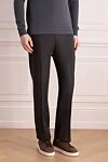 Gucci Grey trousers made of melange fabric with a textured surface and a classic cut
- 100% wool. zipper, button, hook. two side pockets, two back pockets. Lining: lining parts 100% cotton. Country of origin: Italy. Care: specialized cleaning - photo 3