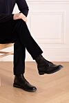 Ботинки из кожи черные мужские Gucci - контрастная подошва. 100% кожа. шнуровка. Высота голенища: 20 см. Высота каблука: 2,5 см . другие материалы. Внутренняя отделка: кожа . Страна производитель: Италия. Уход: специализированная чистка - фото 2