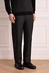 Brioni Gray wool pants for men - tucks. 100% wool. Closure: button, zipper, hook. two side pockets, two back pockets. Country of origin: Italy. Care: specialized cleaning - photo 3