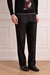 Brioni Black wool pants for men - tucks. 98% wool, 2% elastane. Closure: button, zipper. two side pockets, two back pockets. Country of origin: Italy. Care: specialized cleaning - photo 3