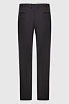 Black wool pants for men Brioni - tucks. 98% wool, 2% elastane. Closure: button, zipper. two side pockets, two back pockets. Country of origin: Italy. Care: specialized cleaning - photo 6