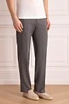 Brioni Брюки из шерсти и шелка серые мужские - защипы. 95% шерсть, 5% шелк. пуговица, молния. два боковых кармана, два кармана сзади с клапанами на пуговицах. Страна производитель: Италия. Уход: специализированная чистка - фото 3