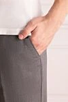 Brioni Брюки из шерсти и шелка серые мужские - защипы. 95% шерсть, 5% шелк. пуговица, молния. два боковых кармана, два кармана сзади с клапанами на пуговицах. Страна производитель: Италия. Уход: специализированная чистка - фото 5