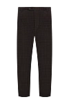 Brioni Brown wool pants - tucks, cage pattern. 98% wool, 2% elastane. Closure: button, zipper. Two side pockets, two back pockets with button flaps. Country of origin: Italy. Care: specialized cleaning - photo 1