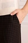 Brioni Brown wool pants - tucks, cage pattern. 98% wool, 2% elastane. Closure: button, zipper. Two side pockets, two back pockets with button flaps. Country of origin: Italy. Care: specialized cleaning - photo 5