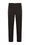 Brown wool pants Brioni - tucks, cage pattern. 98% wool, 2% elastane. Closure: button, zipper. Two side pockets, two back pockets with button flaps. Country of origin: Italy. Care: specialized cleaning - photo 6