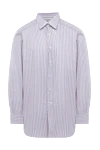 Brioni Ерлерге арналған көк мақта көйлек - үлкен және кіші жолақтар үлгісі. Құрамы: 100% мақта. Жабу: түймелер. Шығарылған елі: Италия. Күтім: арнайы тазалау - фото 1