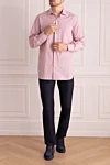 Cotton shirt pink for men Brioni - large and small stripes pattern. 100% cotton. Closure: buttons. Country of origin: Italy. Care: specialized cleaning - photo 2