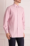 Brioni Cotton shirt pink for men - large and small stripes pattern. 100% cotton. Closure: buttons. Country of origin: Italy. Care: specialized cleaning - photo 3