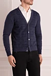 Brioni Cardigan for men made of wool blue - Fantasy pattern. 100% wool. Closure: Buttons. Country of origin: Italy. Care: specialized cleaning - photo 3