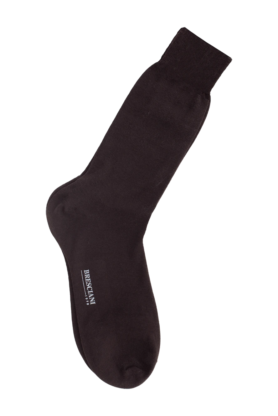 Bresciani Brown wool and nylon socks for men - logo print. 80% wool, 20% nylon. Country of origin: Italy. Care: specialized cleaning - photo 1