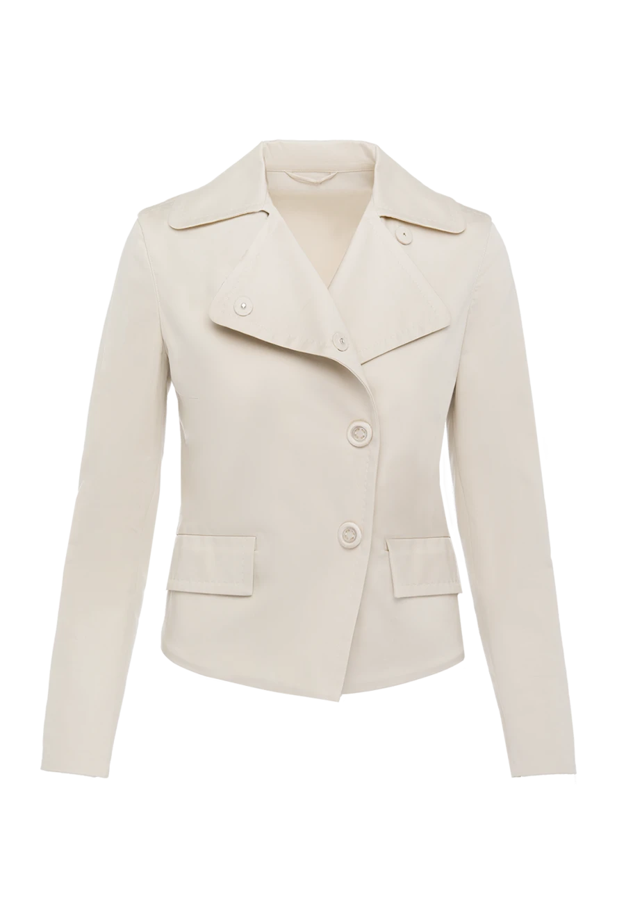 Ermanno Scervino Кремовый жакет женский с объемными декоративными цветами - цветки . 54% хлопок, 43% лиоцелл, 3% эластан. пуговица. два внешних боковых кармана. Страна производитель: Италия. Уход: специализированная чистка - фото 1